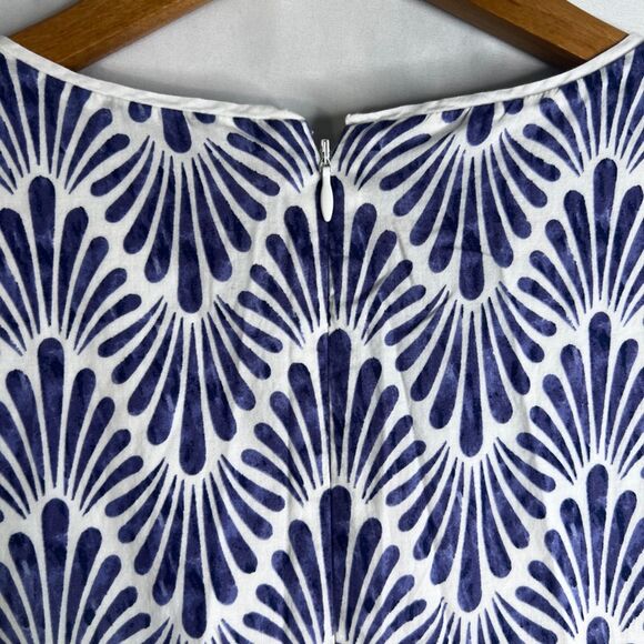 Talbots Fit & Flare Scallop Fan Print Sleeveless Dress Mixed Print Size 6 - Picture 7 of 10